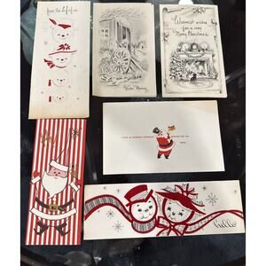 Vintage Lot Of 6 Used Christmas Cards